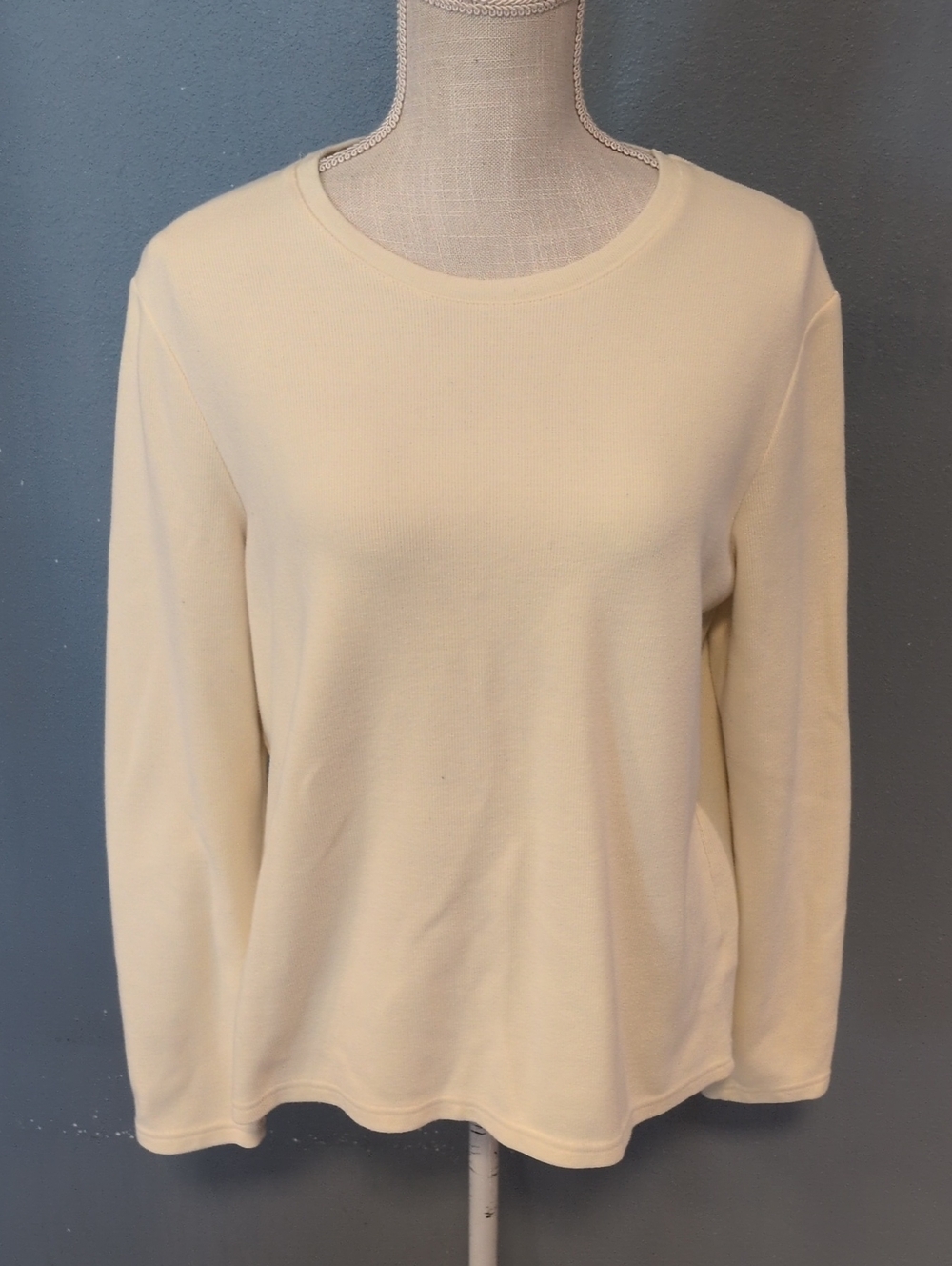 Sonoma Ribbed Knit Crewneck Minimalist Cotton Blend Cream Sweater Cottegecore